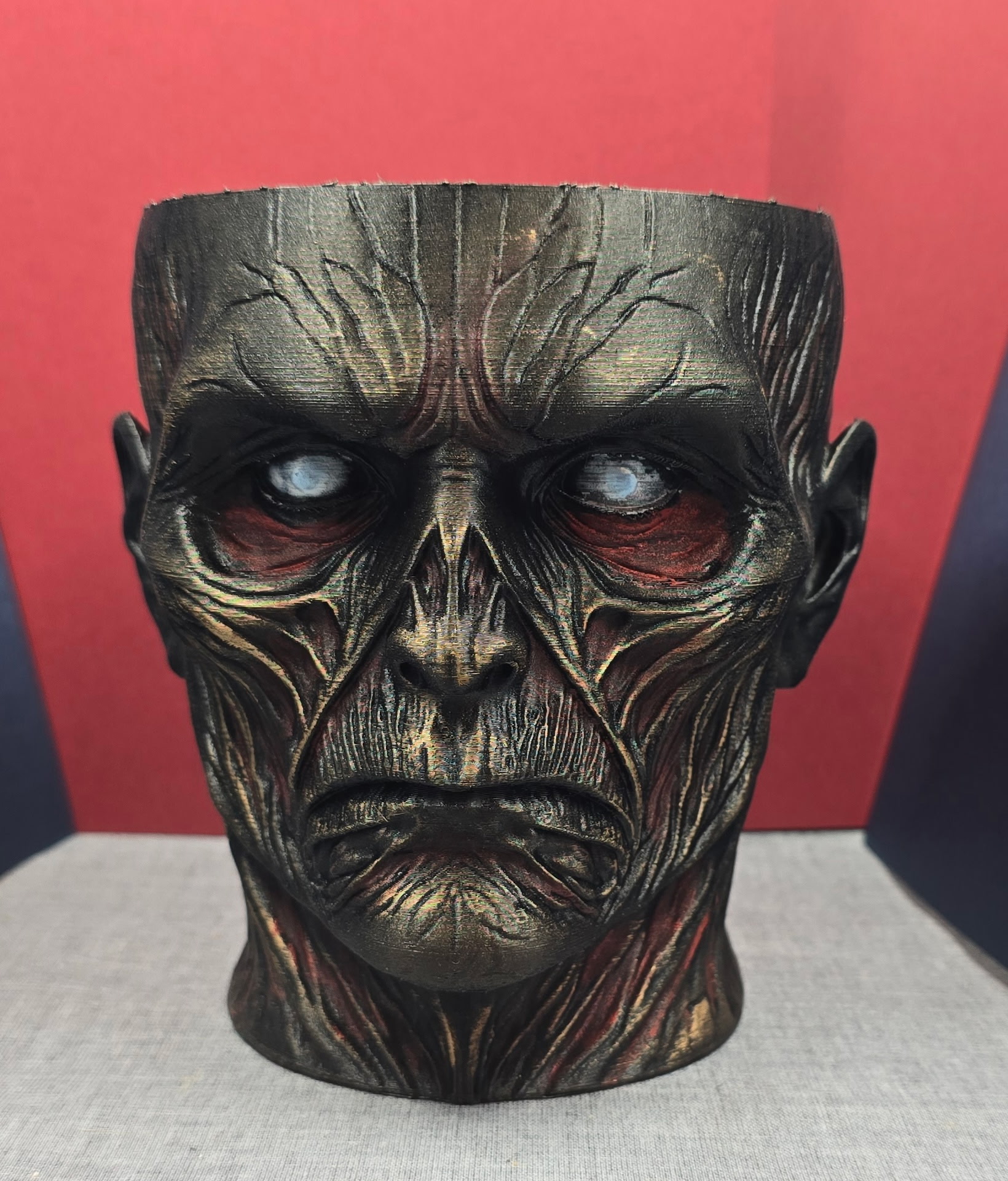 Handcrafted skull planter.
